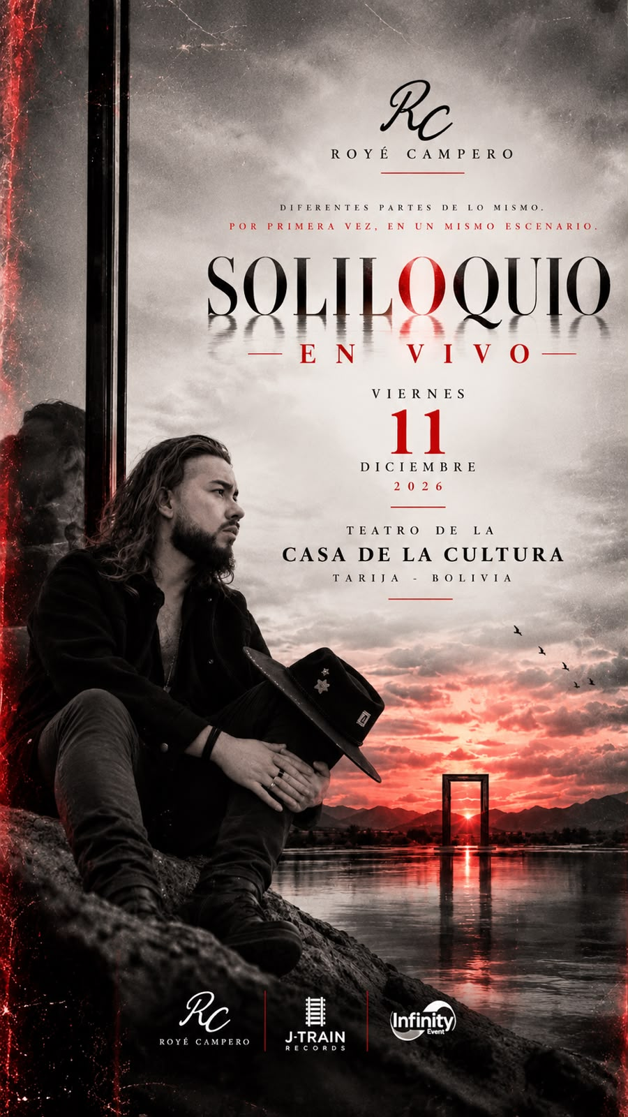 Afiche vertical de Soliloquio en vivo: 11 de diciembre de 2026 en Tarija